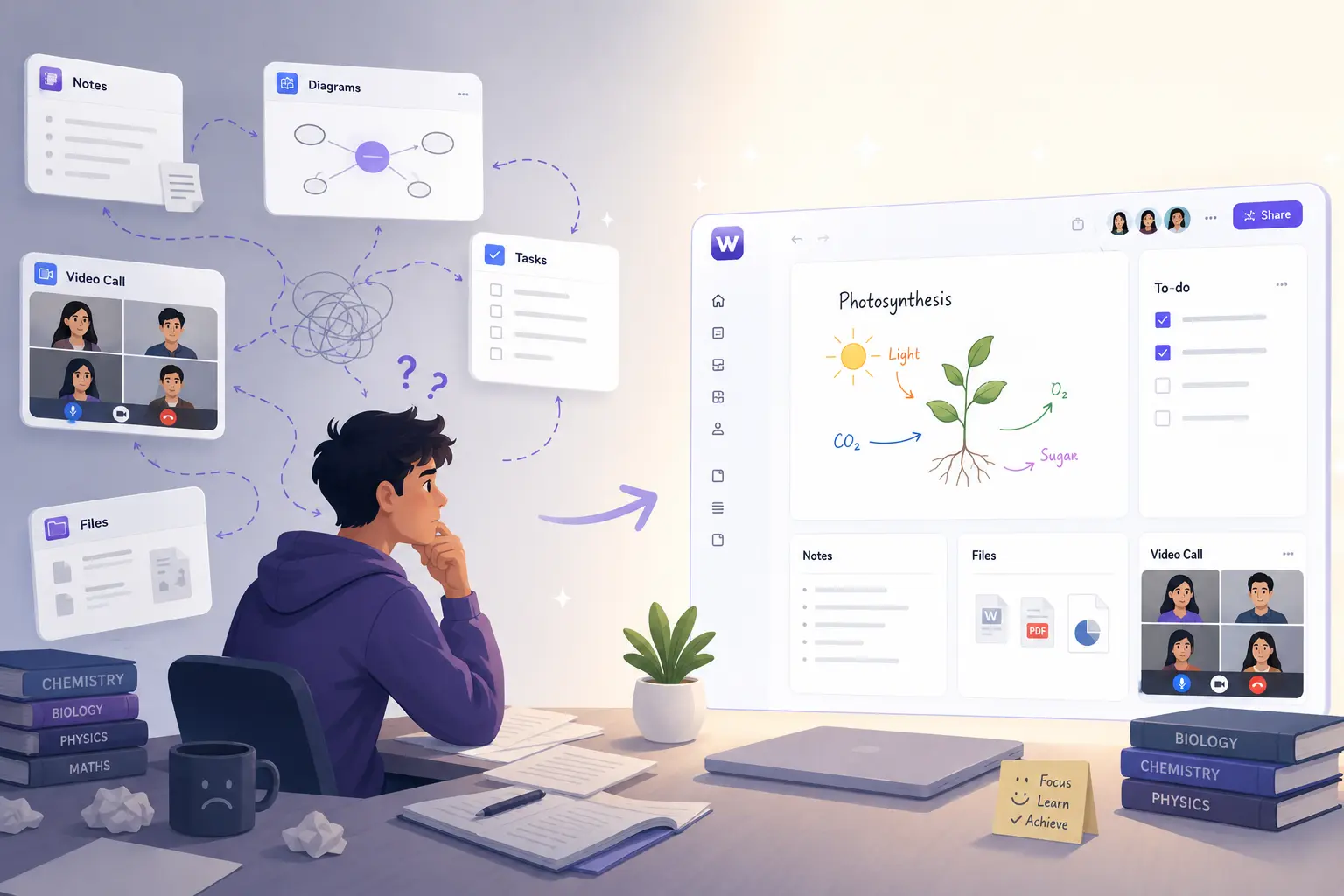 Collaborative visual workspace for students